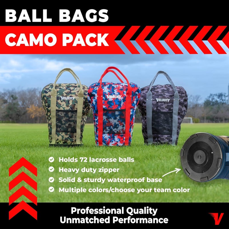 Velocity Heavy Duty Multipurpose Ball Bag with Durable Bottom - Holds up to 60-72 Balls - Ideal for Lacrosse, Baseball, Pickleball, Tennis & More - Image 2